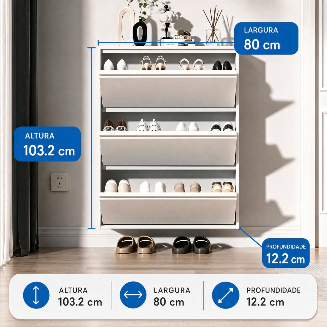 Organizador Vertical de Calçados em Aço - 3 Gavetas Basculantes (Linha Compact) — foto 4