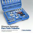 Jogo de Soquetes 108 Peças Aço Cr-V com Catraca Reversível e Maleta — imagem 4